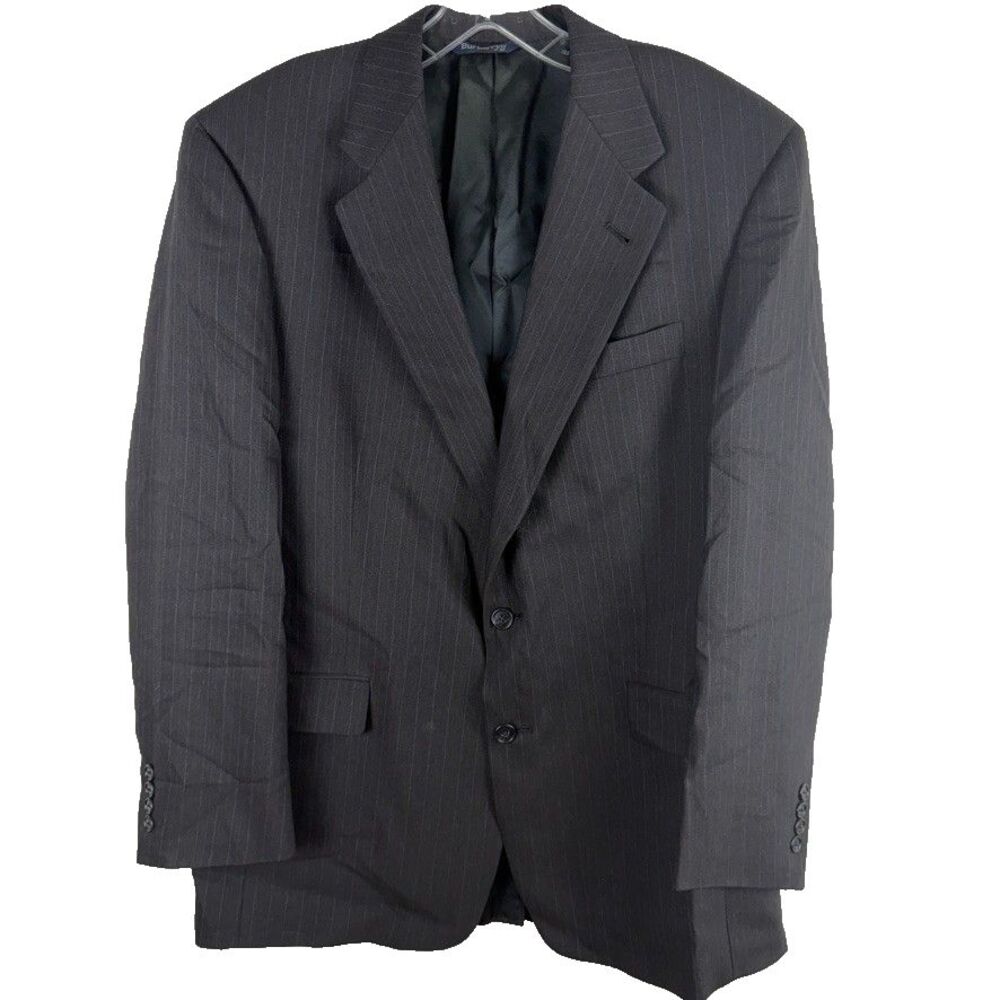 Vintage Burberrys Mens 41R Wool Classic Pinstripe Sport Coat Gray Blazer Formal